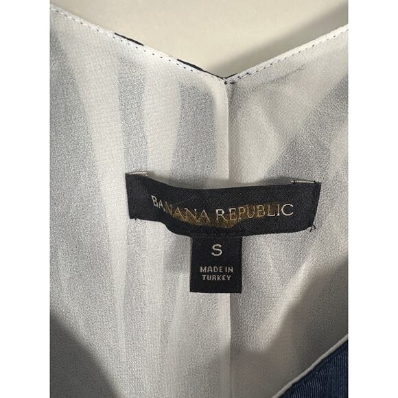 Banana Republic Strappy V Neck Pleated Midi Dress Womens Dress Size S Navy White - Picture 8 of 9